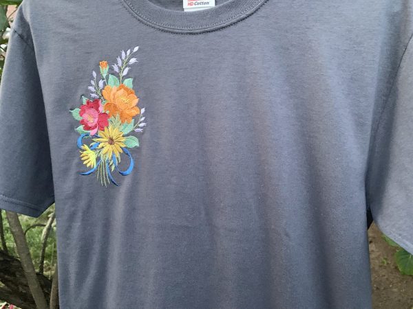 Flower Display Embroidered Tee Shirt - Image 3