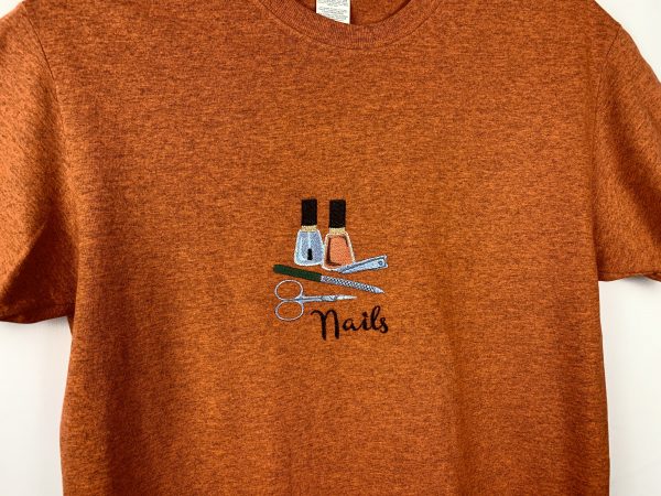 Burnt Orange Embroidered Tee(Nails) - Image 2