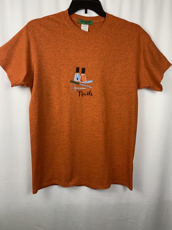 Burnt Orange Embroidered Tee(Nails)