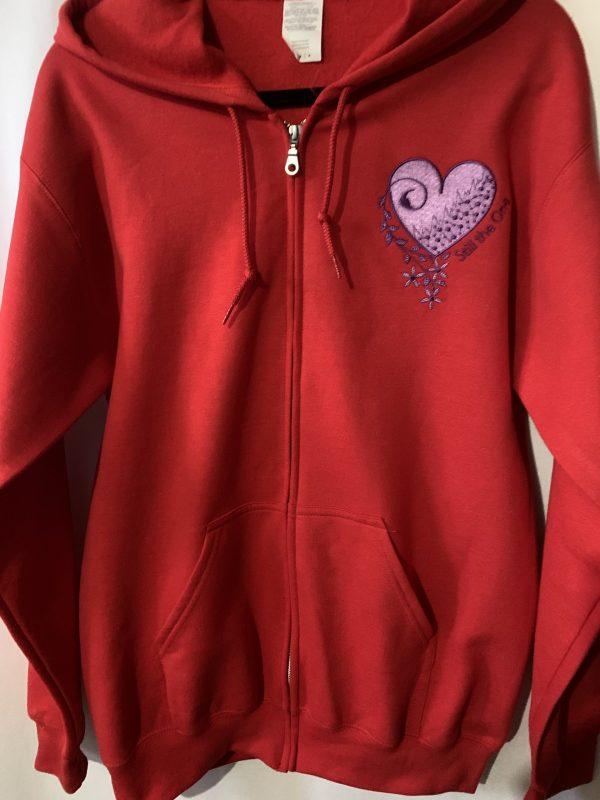 Red Zip Hoodie (Purple Heart)