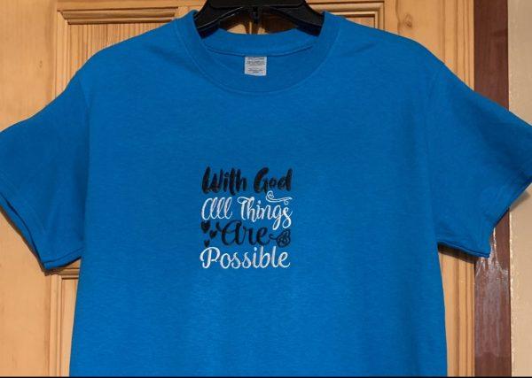 Blue Tee(With God All Things Are Possible) - Image 4