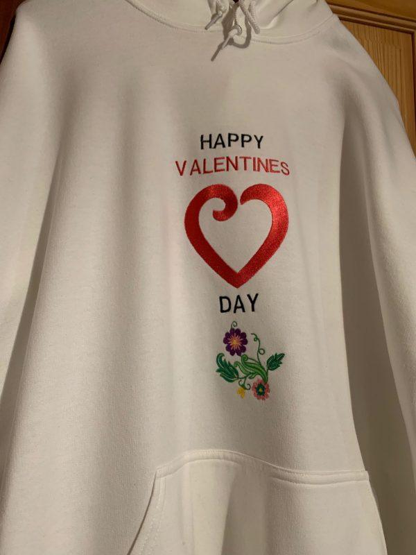 White Hoodie(Heart And Flower) - Image 2