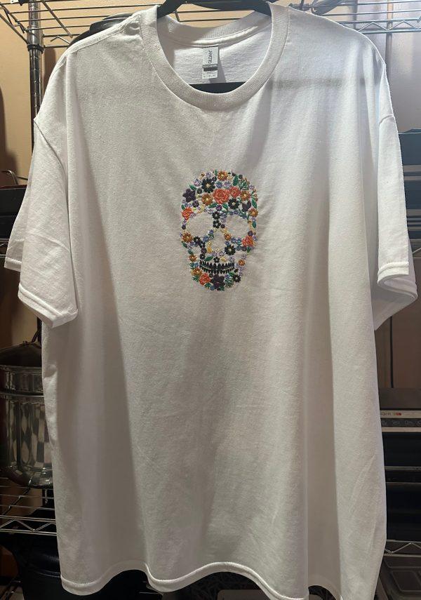 White Tee (Floral Skull) - Image 3