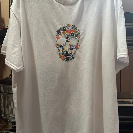 White Tee (Floral Skull)