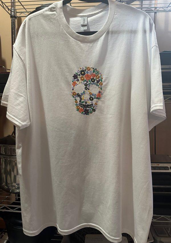 White Tee (Floral Skull)