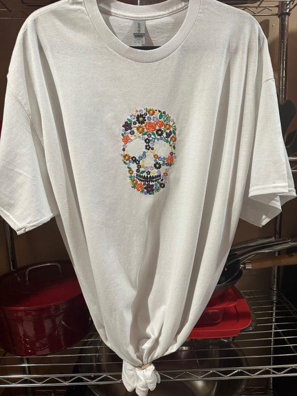 White Tee (Floral Skull) - Image 2