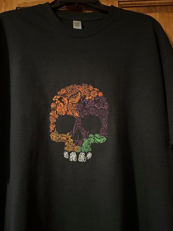 Black Tee(Floral Skull) - Image 2