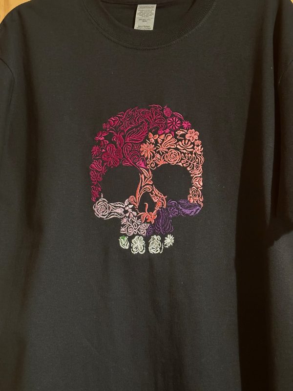 Black Tee(Floral Skull ) - Image 3