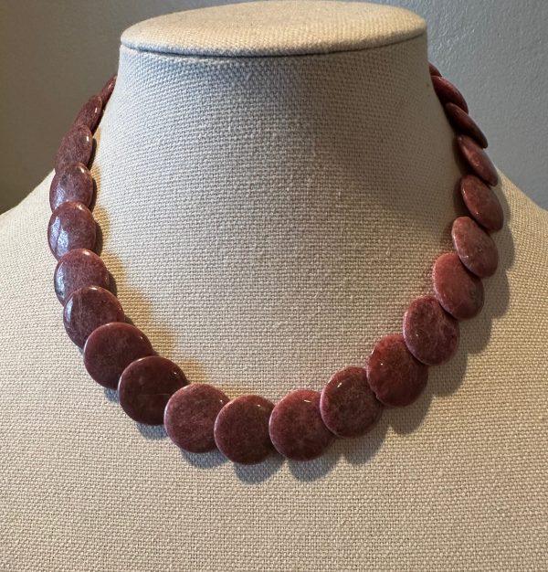 Mauve Disk Beaded Necklace