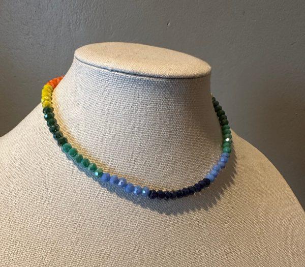 Rainbow Colored Beaded Choker