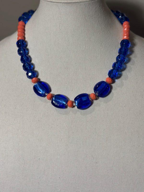 Blue/Coral beaded necklace Set - Image 2