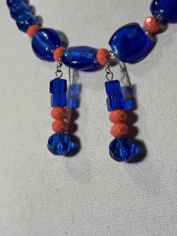 Blue/Coral beaded necklace Set - Image 4